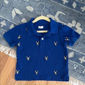 Blue Kids Polo Shirt with Dog Pattern
